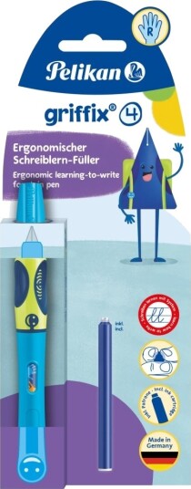 Pelikan Griffix Blå Fyllesystem Med Patron Blå Plast Rustfritt Stål Høyrehendt