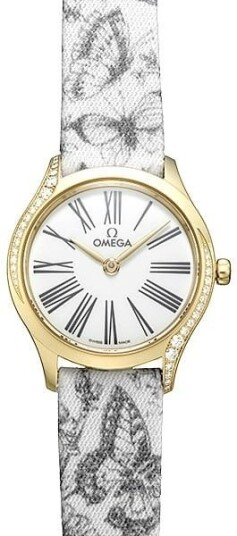 Omega Dameklokke 428.57.26.60.04.002 De Ville Mini Tresor Hvit/Lær