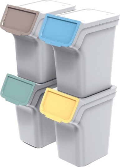 Prosperplast Søppelbøtte Stackbox Q Set Grå 20 L