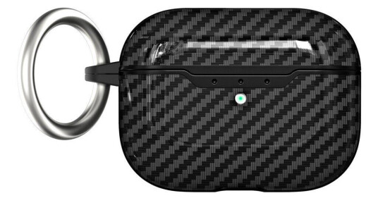 INCOVER Apple AirPods Pro 2. generasjon (2022) Fleksibelt Plastdeksel med Karbonlook og Nøkkelring Svart
