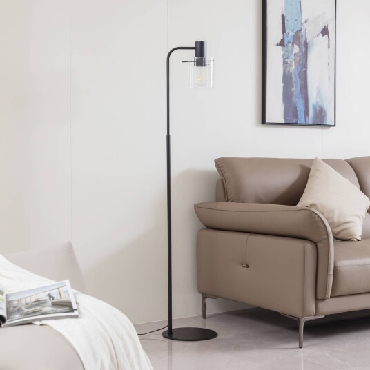 Lucande Eirian gulvlampe med glass-skjerm