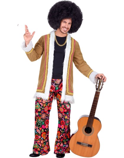 Widmann Woodstock Hippiekostyme til Mann med Jakke og Bukse Strl XL Widmann Woodstock Hippiekostyme til Mann med Jakke og Bukse Strl XL