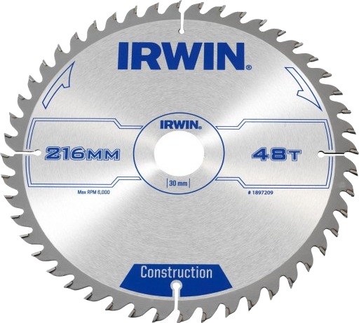 Irwin Ø216/30 mm Rundsavklinge 48 Teeth for Bordsag og Gjærsag