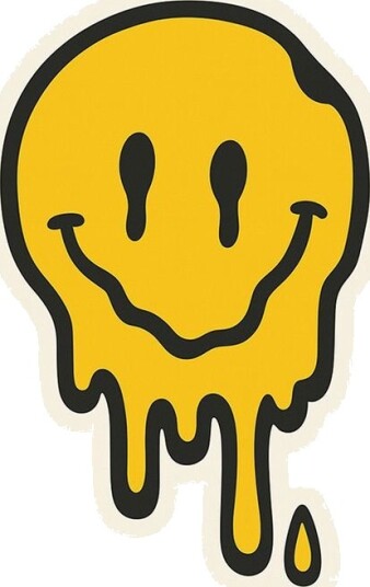 Klistremerke   Smeltende Smiley Ansikt   4 Klistremerker