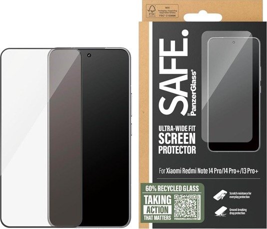 SAFE by PanzerGlass Screen Protector Xiaomi Redmi Note 14 Pro | 14 Pro+ | 13 Pro+ | Ultra-Wide Fit
