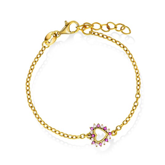 Prins & Prinsesse Armbånd til barn i forgylt 925 sølv med hjerte og zirkonia Prins & Prinsesse Armbånd til barn i forgylt 925 sølv med hjerte og zirkonia