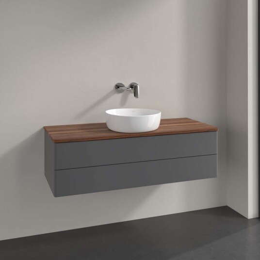 Villeroy & Boch  Antao Servantskap med 2 skuffer 120x50x36 cm u/lys Antrasitt/Valnøtt