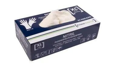 Handske Engangs Prime Source STANDARD str XL uden Pudder Nitril AQL 1.5 Hvid,100 stk/pk Handske Engangs Prime Source STANDARD str XL uden Pudder Nitril AQL 1.5 Hvid,100 stk/pk