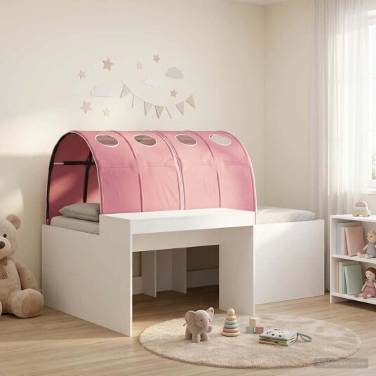  Seng med Tunnel 4 pcs Artisian Eik og Rosa Konstruert tre