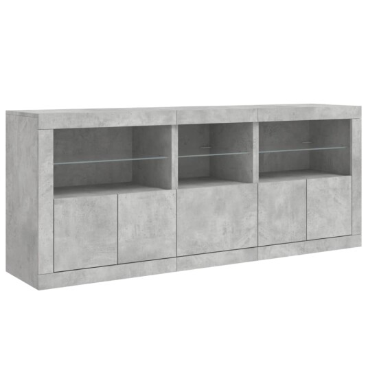 vidaXL Skjenk med LED-lys betonggrå 162x37x67 cm