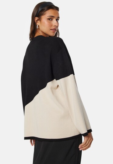 Object Collectors Item Ester Block L/S Knit Pullover Black Detail:Cb Sand S