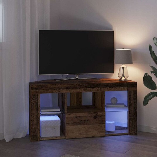 Hjørne LED TV skap Gamle tre 107 x 40 x 50 cm Konstruert tre Hjørne LED TV skap Gamle tre 107 x 40 x 50 cm Konstruert tre
