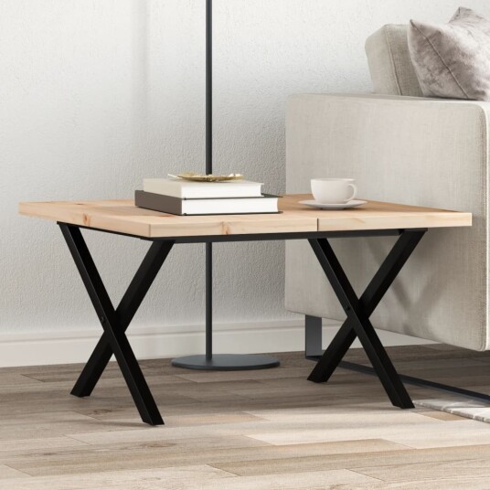 Salongbord X-ramme 60x60x40,5 cm heltre furu og støpejern 3282748