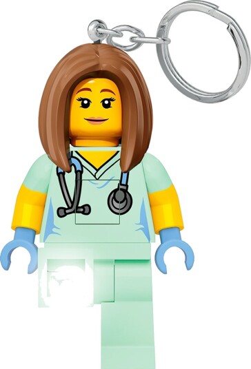 LEGO Nøkkelring med LED-lys - Sykepleier, 8 cm