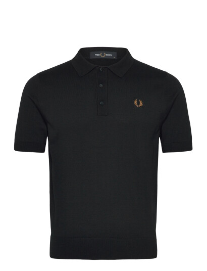 Fred Perry Cotton Knitted Shirt Black S Fred Perry Cotton Knitted Shirt Black S