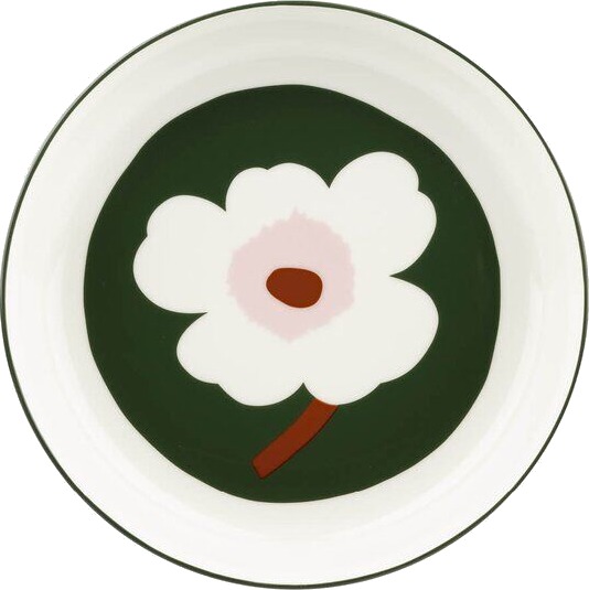 Marimekko - Unikko dyp tallerken 20,5 cm hvit/mørk grønn/rosa