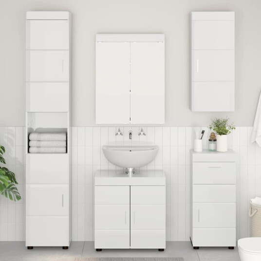 vidaXL Baderomsinnredningssett TULUM 5 pcs Høyglanset hvit