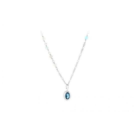 Pernille Corydon Hellir Blue Ice Sterlingsølv Halskjede Med Topas Labradoritt Og Kvarts N-468-S