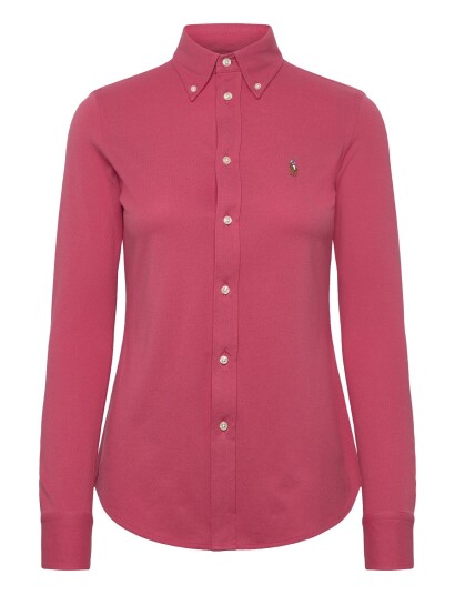 Polo Ralph Lauren Slim Fit Knit Cotton Oxford Shirt   Pink   XS