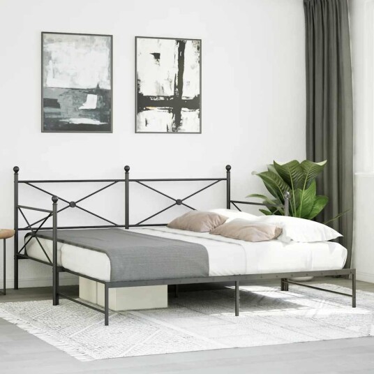 Dagseng med trille uten madrass svart 107x203 cm stål 4104678