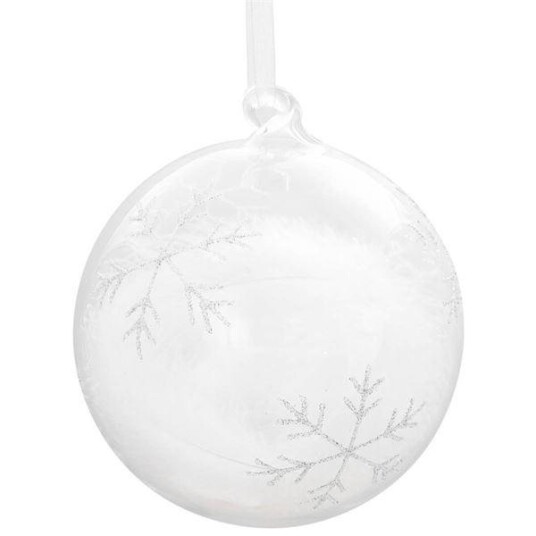 Magnor - Julekule med snø stjerne sølv 12 cm Magnor - Julekule med snø stjerne sølv 12 cm