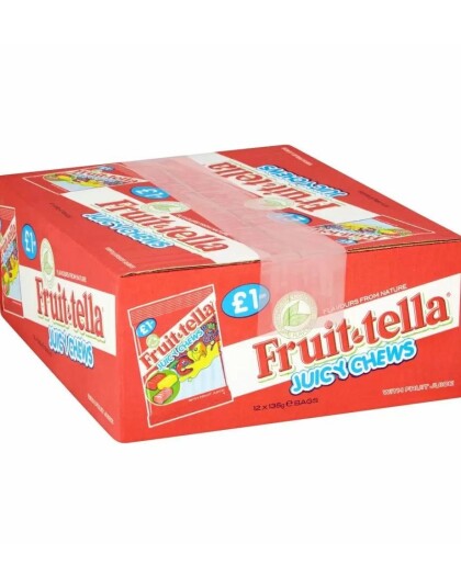 12 stk Poser med Fruit tella Juicy Chews   Hel Eske 1620 gram