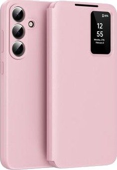 Samsung Galaxy S26 FE Smart Clear View Flip-etui med kortspor - Rosa