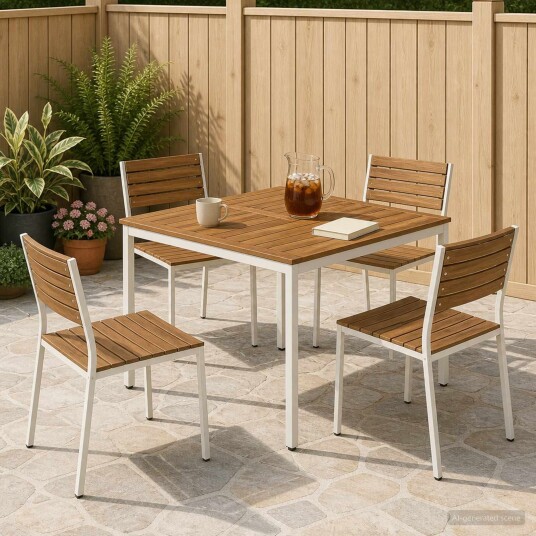 vidaXL Hage middagsbord Naturlig og Hvit 110 x 108,5 x 75 cm vidaXL Hage middagsbord Naturlig og Hvit 110 x 108,5 x 75 cm