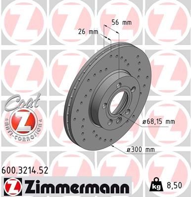 Bremseskive ZIMMERMANN 600.3214.52 Bremseskive ZIMMERMANN 600.3214.52