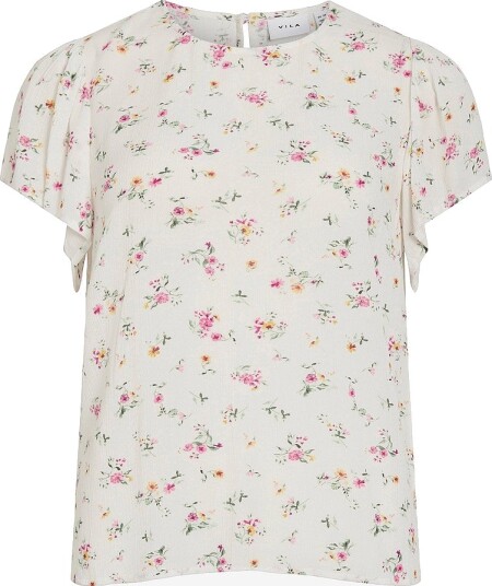 Vila   Bluse viGreis S/S O neck Top/rn   Hvit