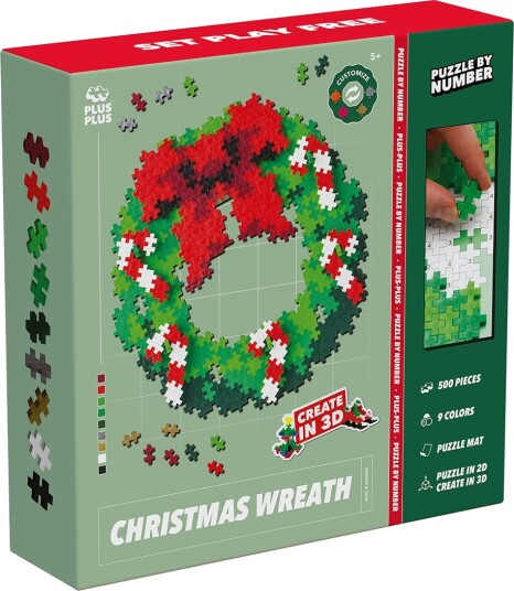 Plus Plus Puzzle By Number Julekrans byggesett 500 byggeklosser Plus Plus Puzzle By Number Julekrans byggesett 500 byggeklosser