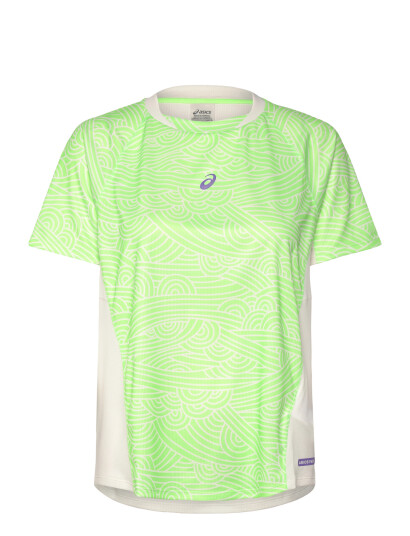 Asics Padel Court All Over Print Ss Top   Green   XS
