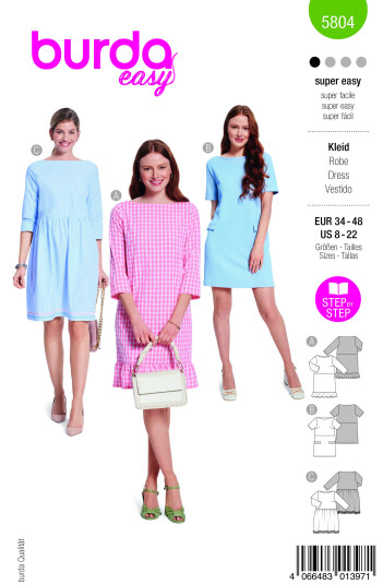 Burda 5804 - Kjole EUR: 34-48, US: 8-22