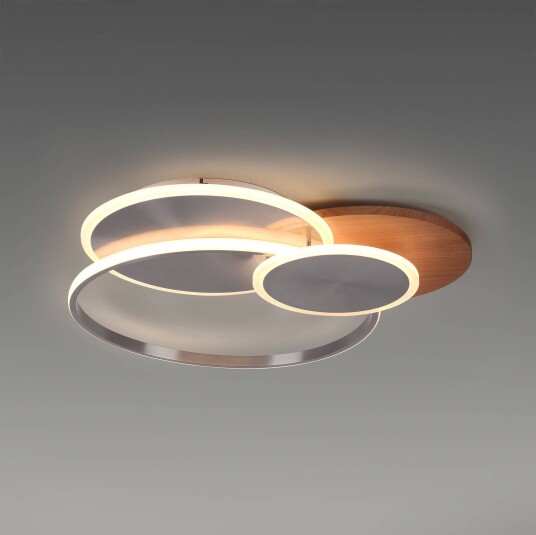 Paul Neuhaus LED taklampe Palma dimbar Mørkt tre  Stue / spisestue Aluminium