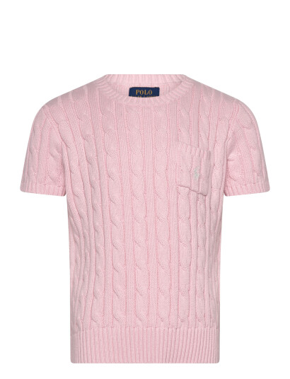 Ralph Lauren Kids Cable-Knit Cotton Short-Sleeve Sweater Pink 132-140