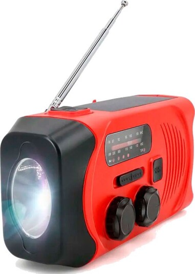 SiGN FM-radio med powerbank og solcelle 2000mAh Rød