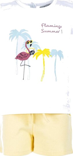 Salto Flamingo Shorts Sett Hvit Gul (74/80)
