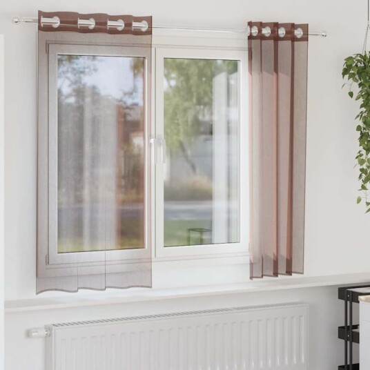 Voilegardiner med grommets 2 stk brun 140x175 cm 8721158550828