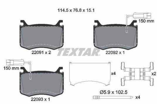Bremseklosser TEXTAR 2209101 Bremseklosser TEXTAR 2209101