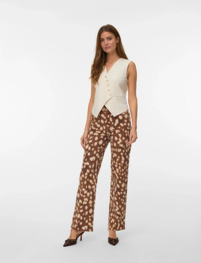 Vero Moda Vmlola Tessa Hr Wide Print Jeans Exp - Brown - 25 x 30