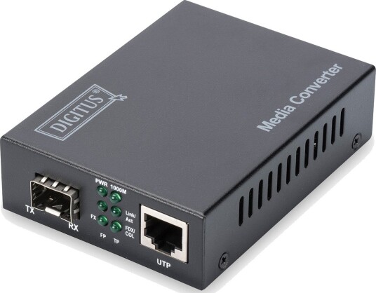 DIGITUS Mediekonverter RJ45 SFP Fiber Svart