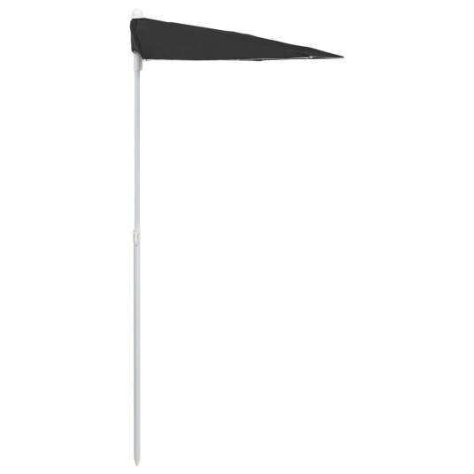 vidaXL Halvrund parasoll med stang 180x90 cm svart