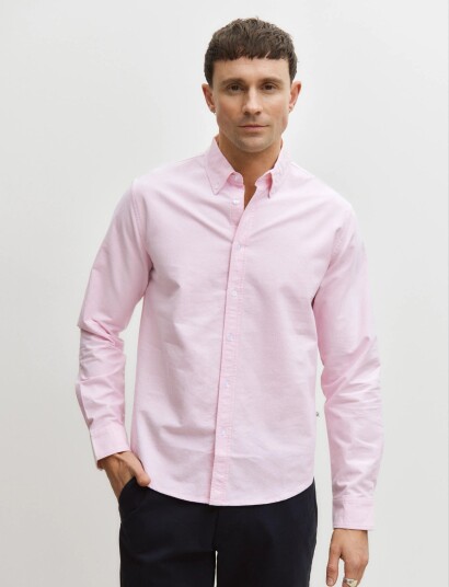Enkel Studio Oxford Ls Shirt Esalfred   Pink   XL