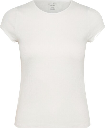 American Eagle 9472 Hey Baby Rib Tee Core Color   White   S