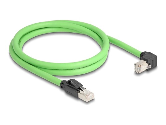 Delock Koblingskabel Rj-45 Hann Straight Snagless Til Rj-45 Hann Nedvinklet 1 M 6.8 Mm Sf/Utp Cat 6A Grønn