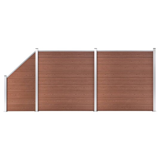 vidaXL Gjerdesett WPC 2 firkantet + 1 slisset 446x186 cm brun