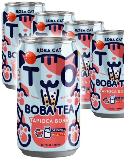 24 stk Boba Cat Original Milk Tea   Popping Bubble/Boba Tea   Helt Brett 24x315 ml Taiwan