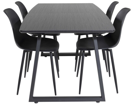 Venture Design Inca & Polar spisegruppe Svart/svart 4 st stoler & bord 160 x 85 cm