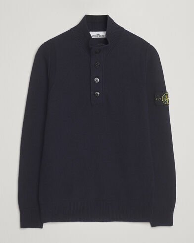 Stone Island Knitted Lambswool Half Button Zip Navy Stone Island Knitted Lambswool Half Button Zip Navy
