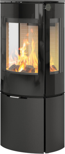 Rais Caro 110 svart vedovn med sideglass og glassdør